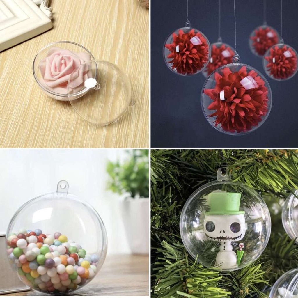 10 x Transparante Kerstballen - 12 cm clear acrylic baubles for DIY decoration with customizable fillings and painting.