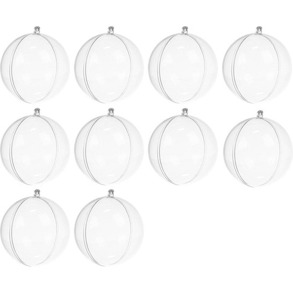 10 x Transparante Kerstballen - 12 cm clear acrylic Christmas balls perfect for DIY decoration and filling projects.