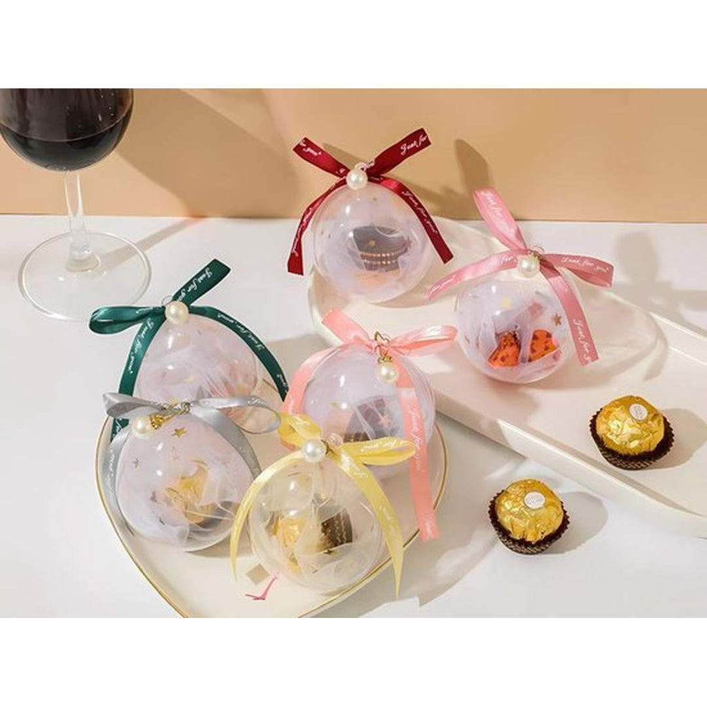 12 x Transparante Kerstballen - 8 cm clear acrylic ornaments with ribbons, perfect for DIY decoration and filling.