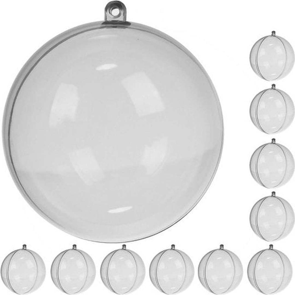 10 x Transparante Kerstballen - 12 cm clear acrylic DIY Christmas ornaments, shatterproof decoration set of 10 balls.
