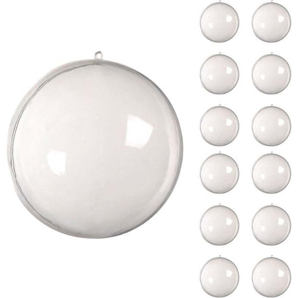 12 x Transparante Kerstballen - 8 cm set of clear acrylic Christmas baubles for DIY decorating and filling.