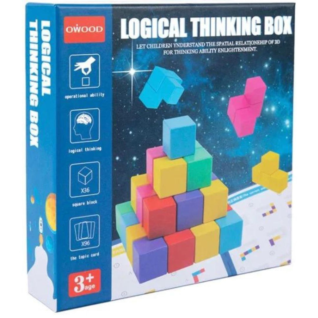 3D Houten Bouwblokjes with colorful blocks and cards for developing spatial insight and logical thinking in children.
